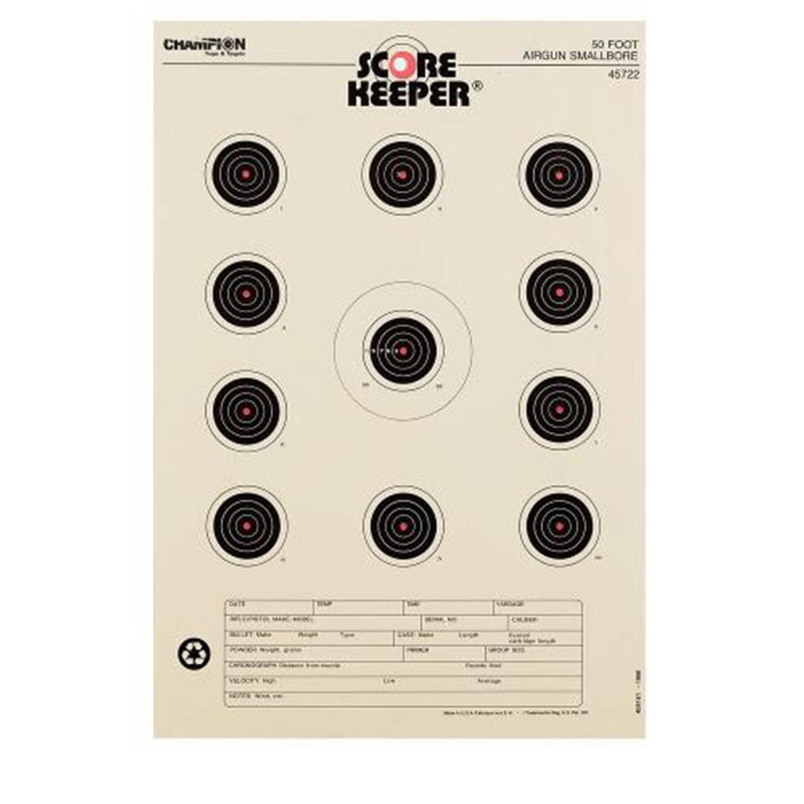 Champion 45722 Score Keeper 50' Air Gun Small Bore Targets 11" x 16 ...