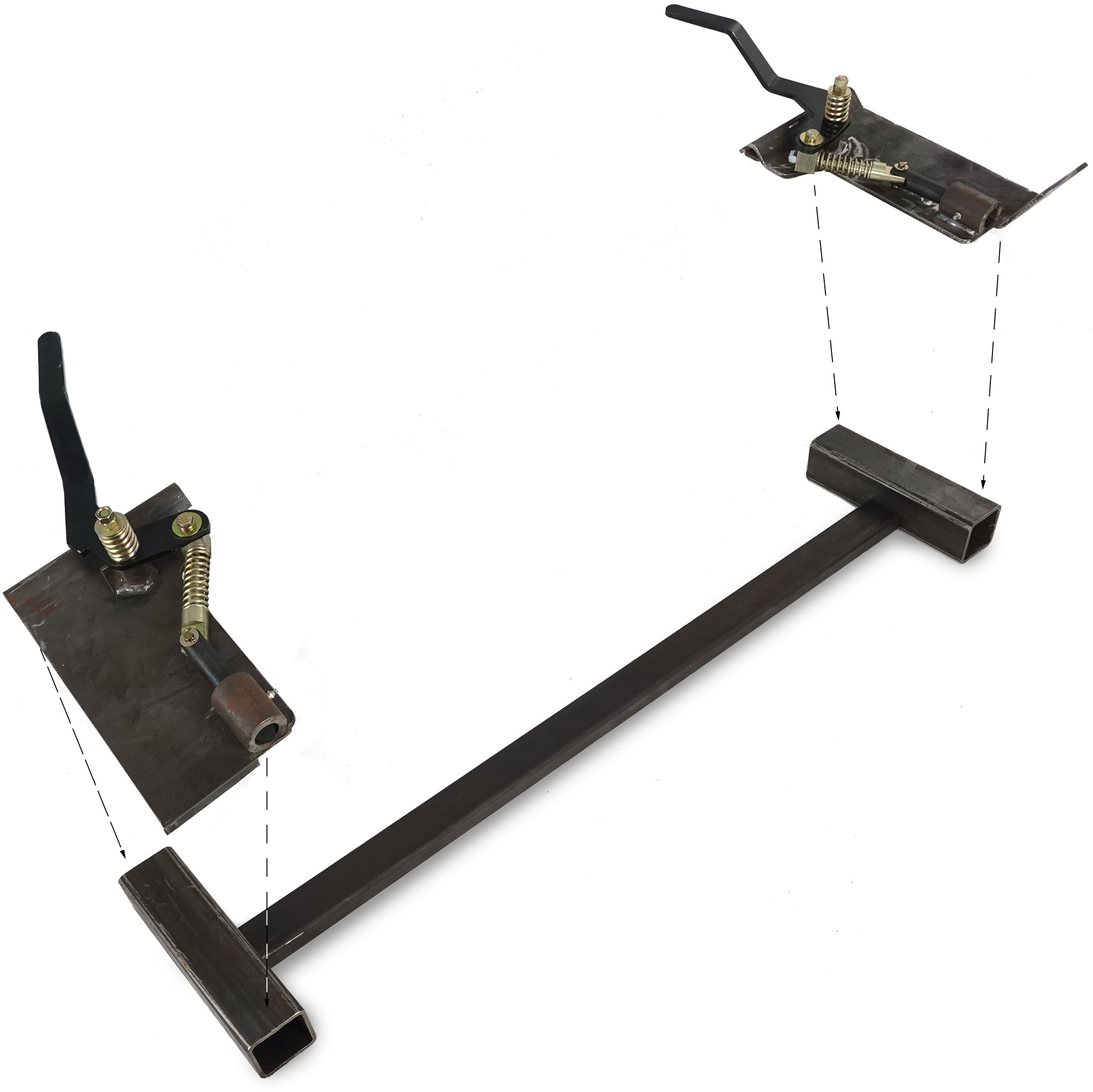 Pin On to Skid Steer Quick Attach Adapter w/ Spacer Brackets Latch Box