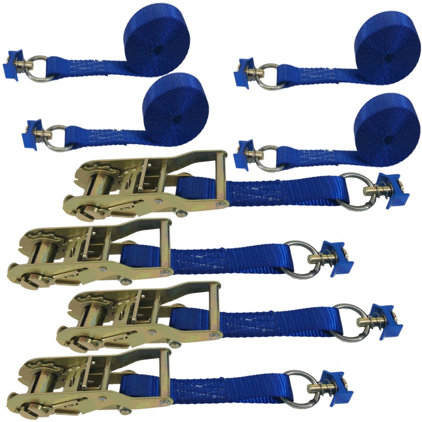 4 Pack of 1in Ratchet Straps With LTrack Fittings