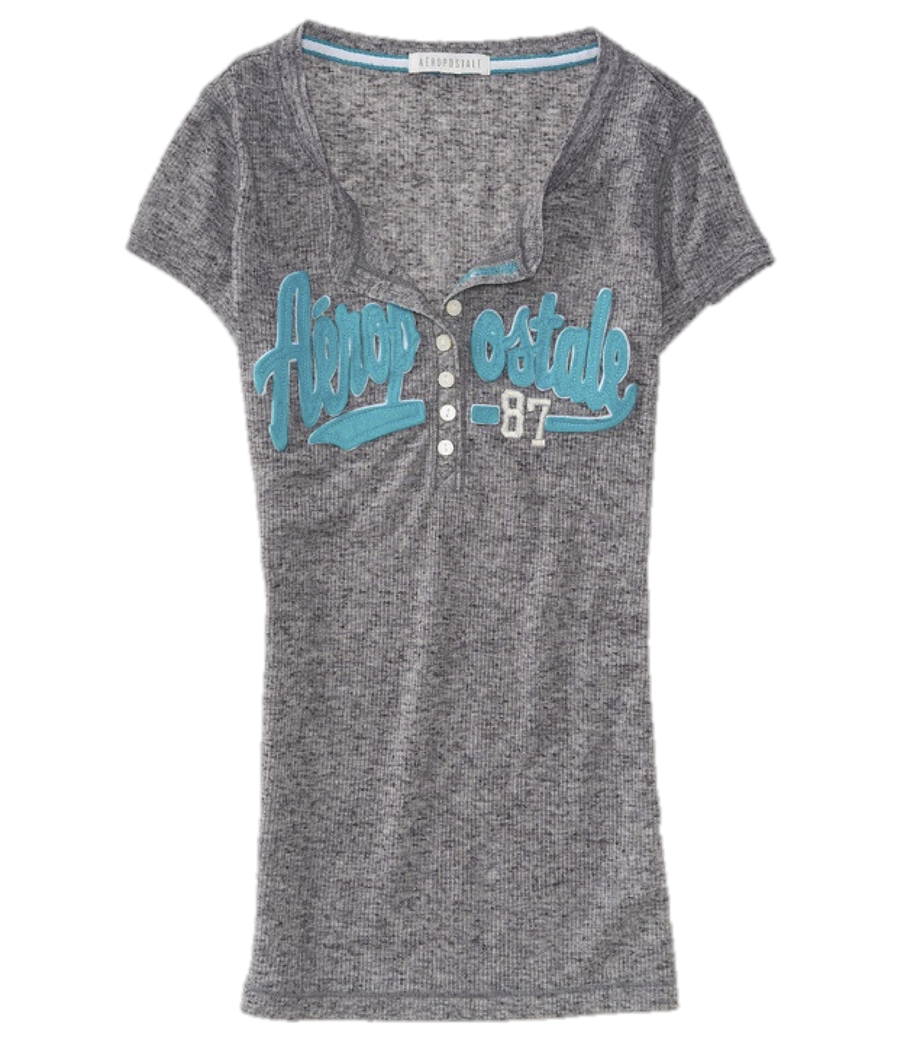 AEROPOSTALE WOMENS HENLEY TSHIRT AERO 1987 EMBROIDERED BUTTONS NWT TOP