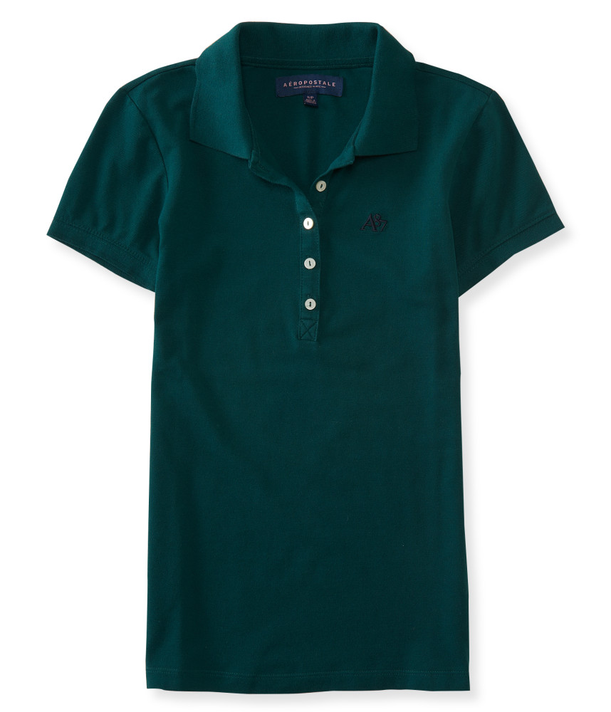 AEROPOSTALE WOMENS SOLID A87 POLO 5 BUTTON PIQUE STRETCH SCHOOL UNIFORM
