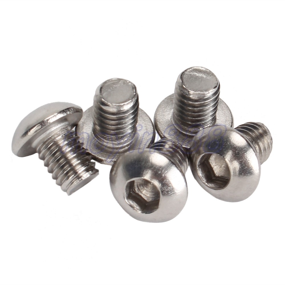 25pcs 0.31 Inch Thread Length M6 Button Head Hex Socket Cap Screws