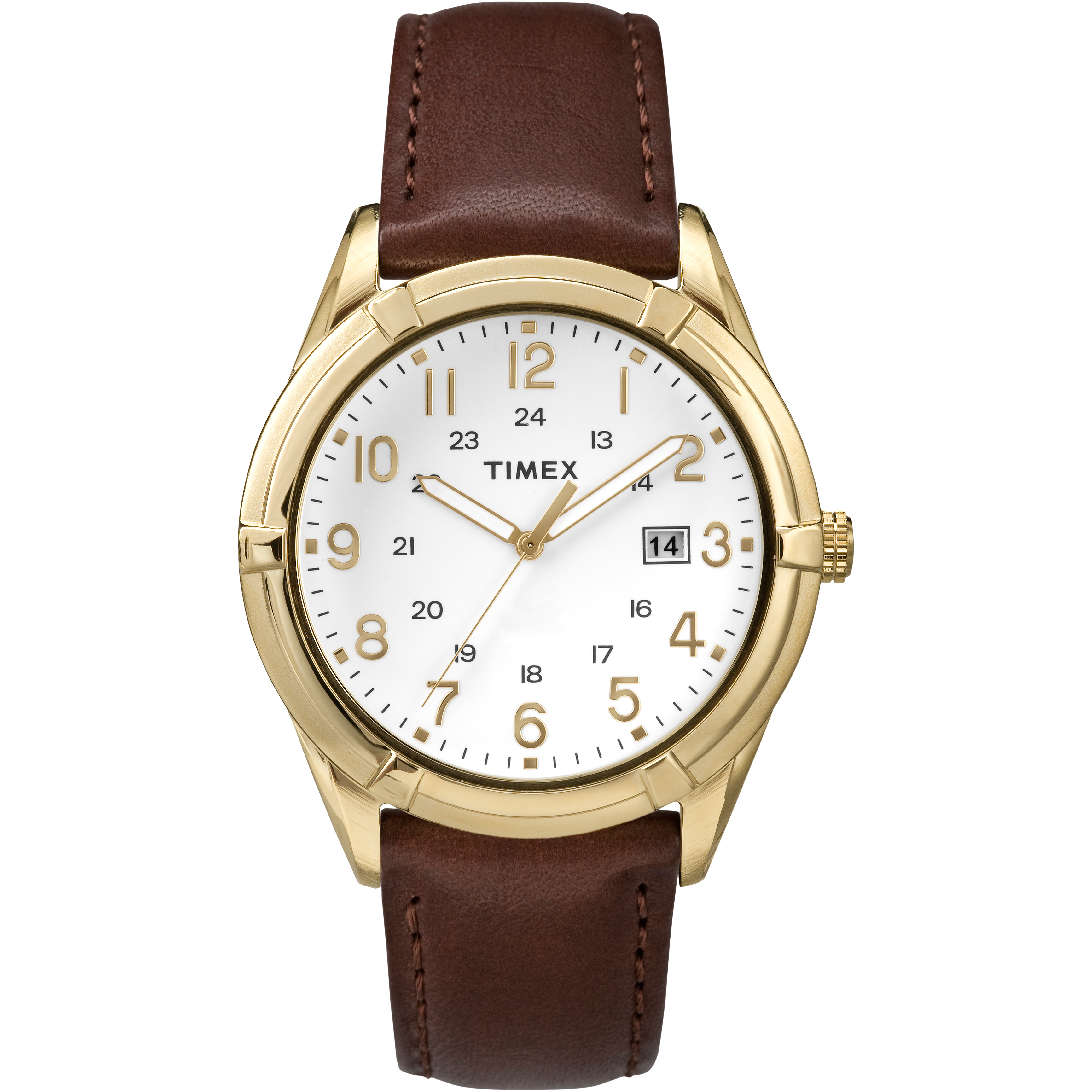 Timex Men's Easton Avenue Leather Strap 24Hour Time Date Dress