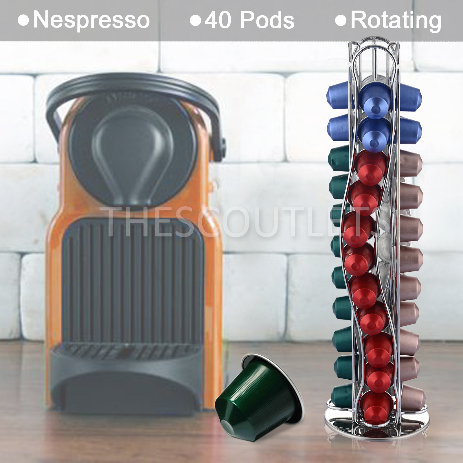Nespresso Coffee Capsules Holder Rack Rotating Carousel Holds 40