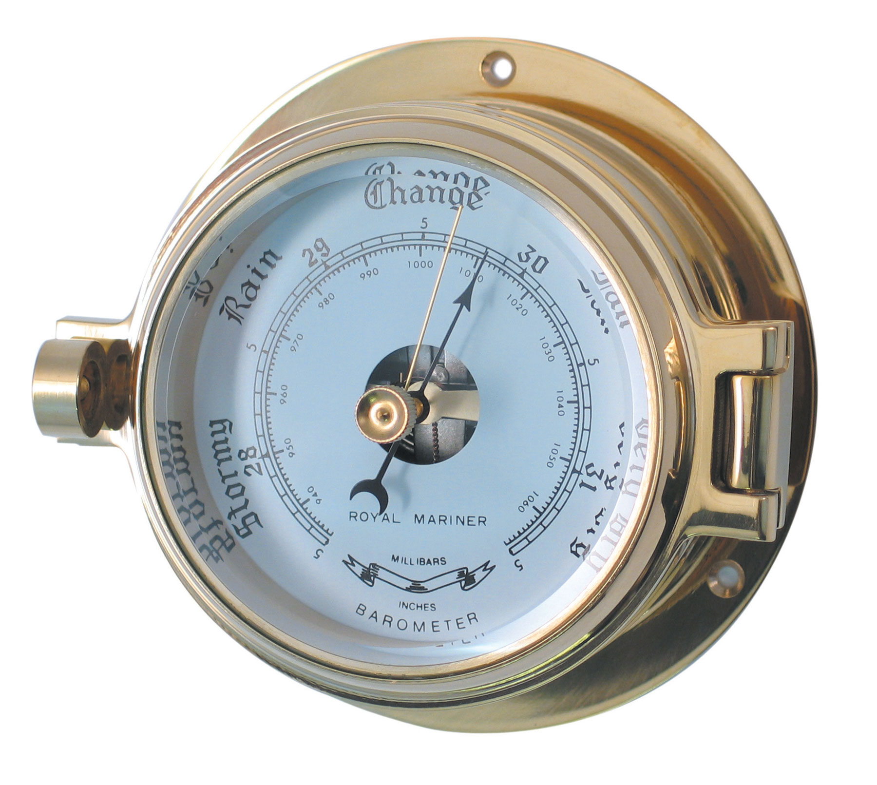 Authentic Nautical Barometer, hinged bezel, quality brass construction eBay