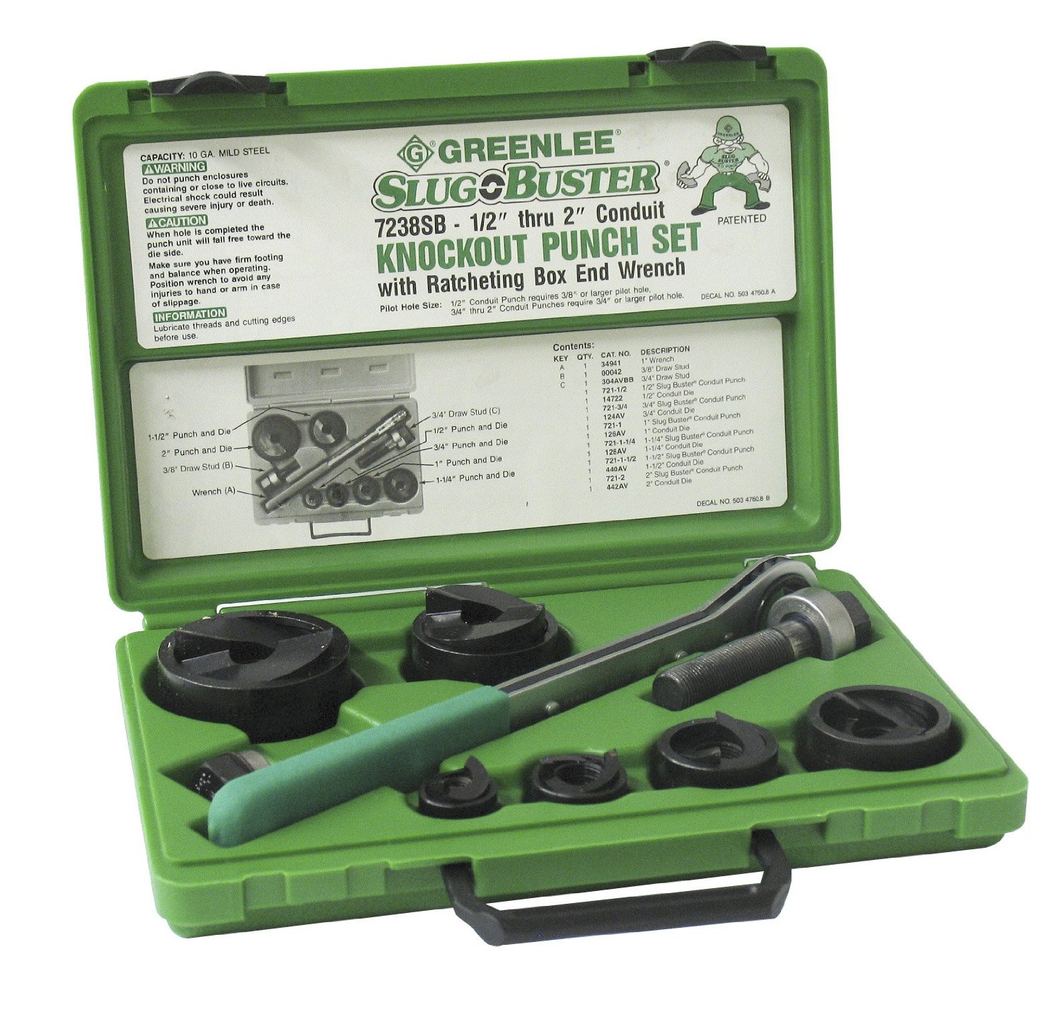 GREENLEE 7238SB SlugBuster Knockout Kit With Ratchet Wrench 1/2" to 2