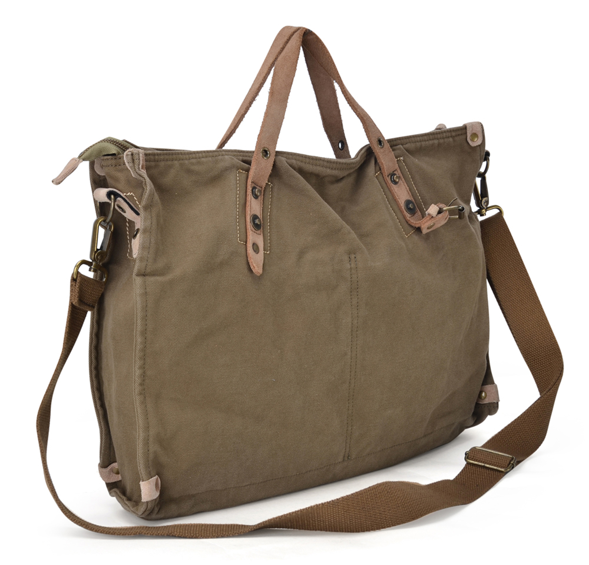 Gootium Vintage Canvas Genuine Leather Shoulder Bag Messenger Bookbag