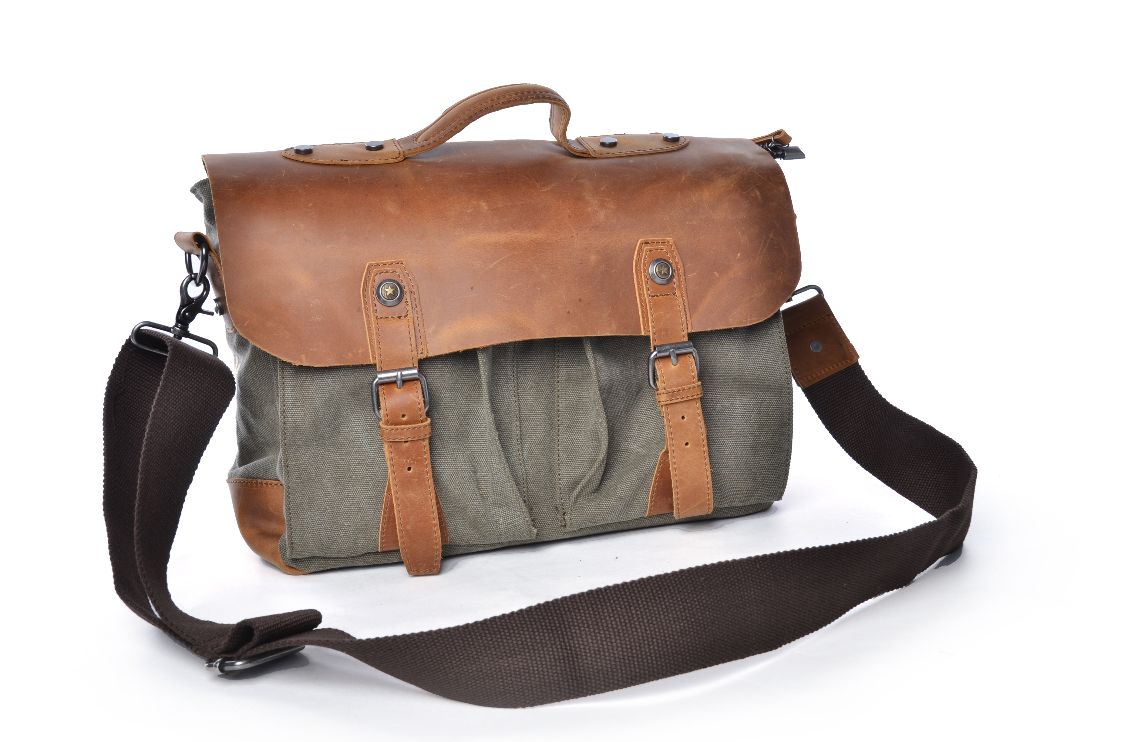Gootium Vintage Canvas Leather Messenger Bag Briefcase Laptop Bag Satchel Daybag