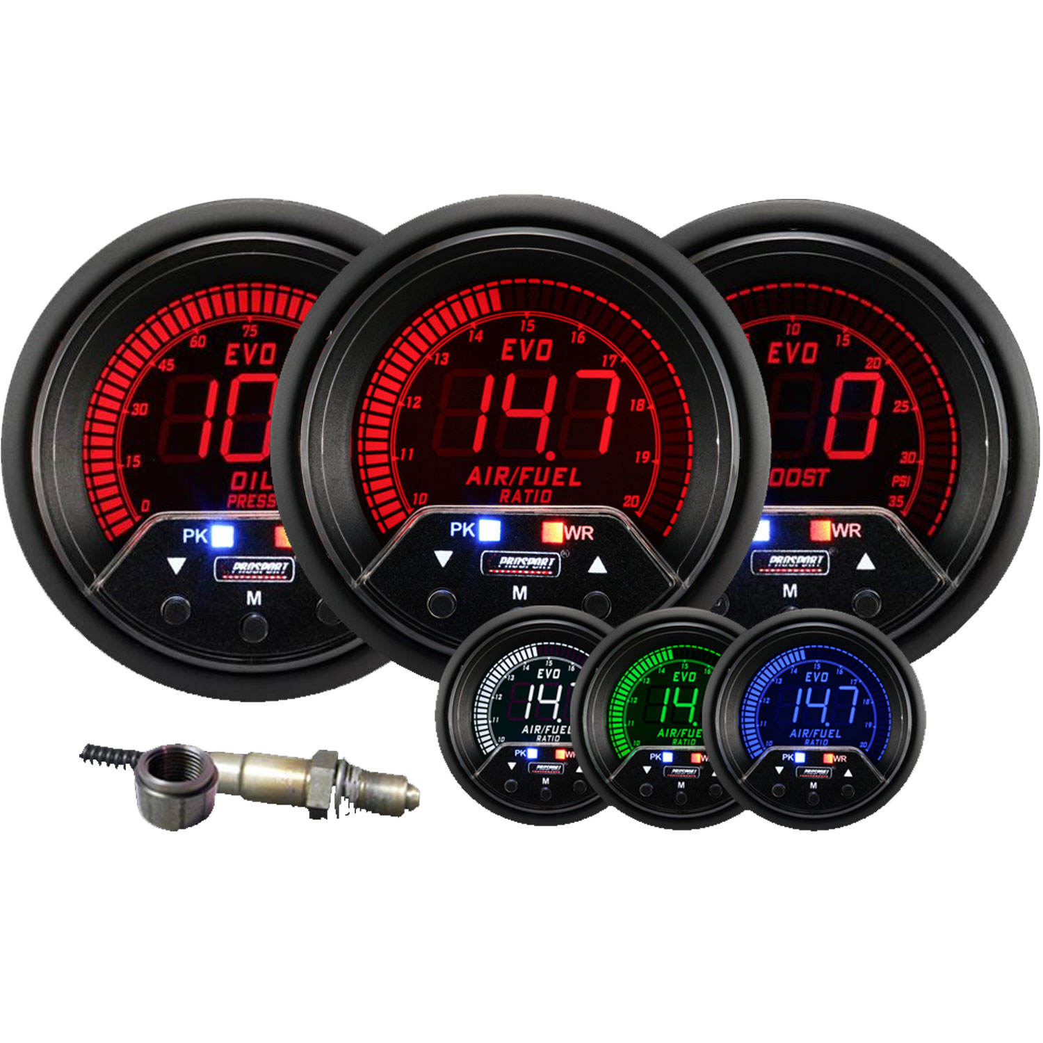 Prosport EVO 60mm Electrical Oil Pressure + Boost + Wideband Air Fuel