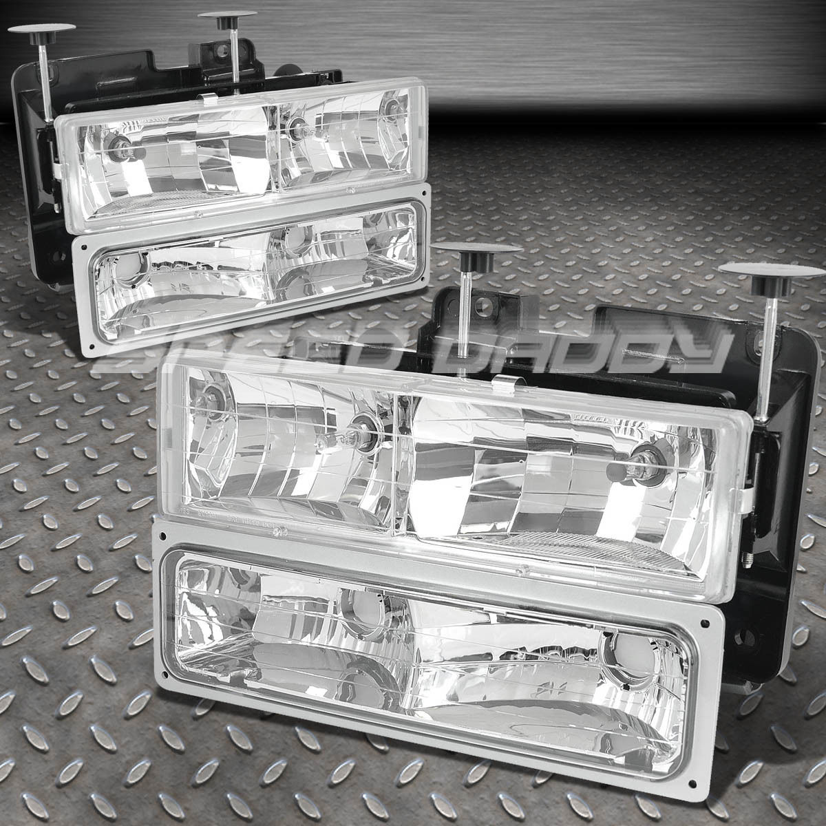 FITS 8898 CHEVY C/K GMC K1500/K2500/K3500 CHROME HEADLIGHTS+BUMPER