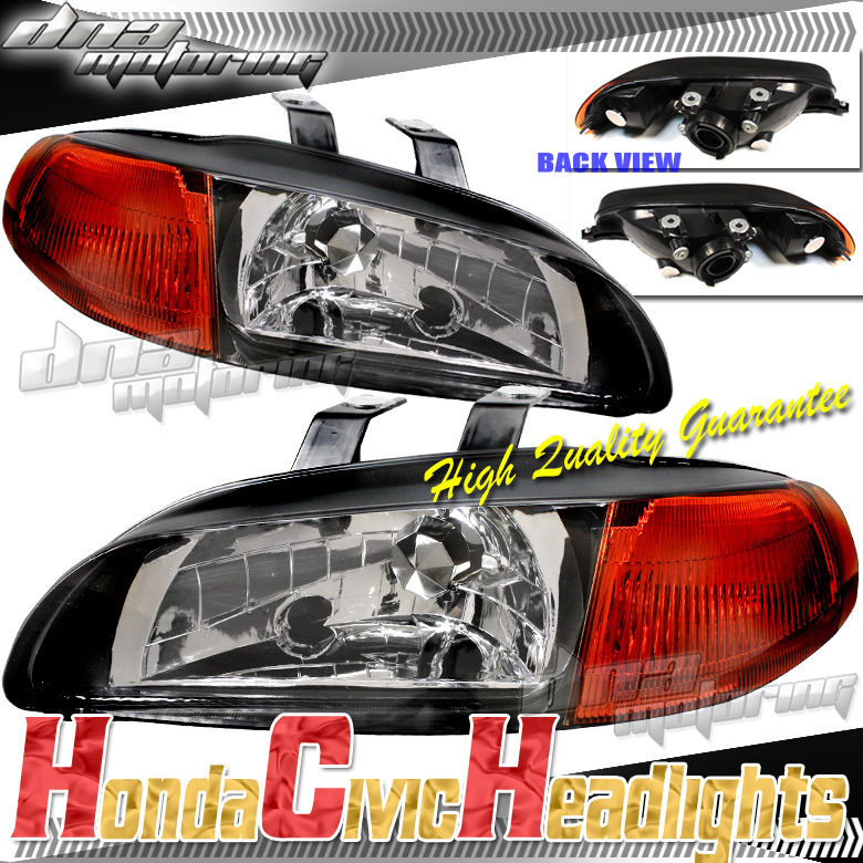 CIVIC EG 2/3 DOOR HATCHBACK 1PC JDM BLACK/AMBER HEADLIGHT HEAD LIGHT