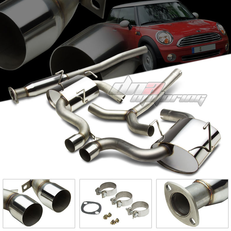 3"DUAL MUFFLER TIP STAINLESS EXHAUST CATBACK SYSTEM FOR 0206 MINI