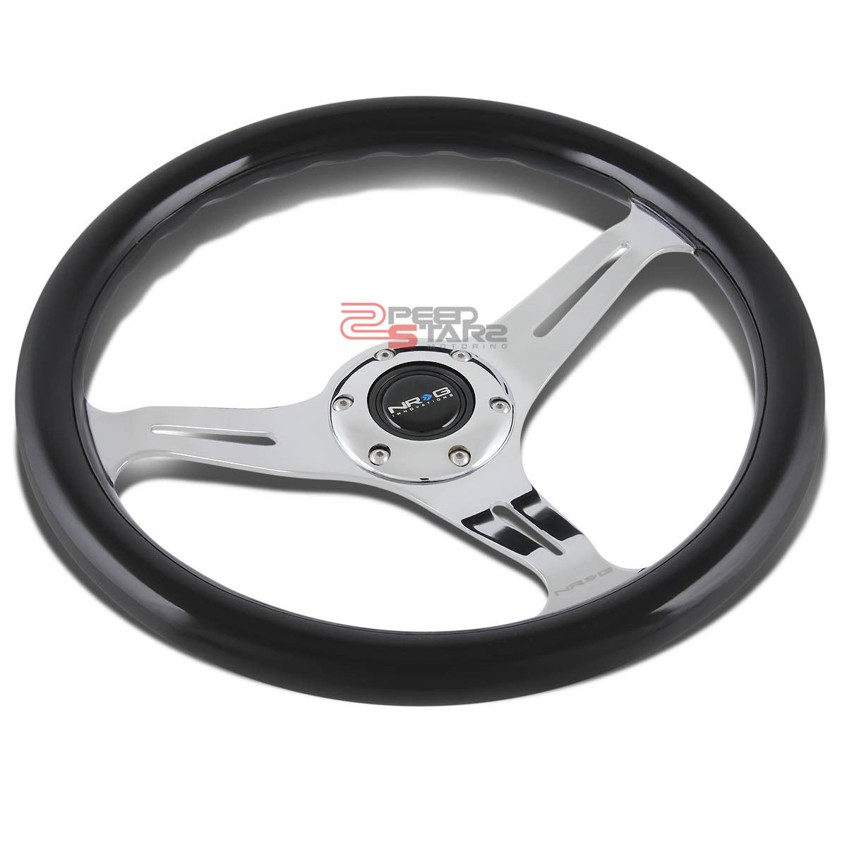 NRG 13.5" 350MM 6BOLT BLACK/DARK WOOD GRAIN CHROME SPOKE RACING STEERING WHEEL eBay