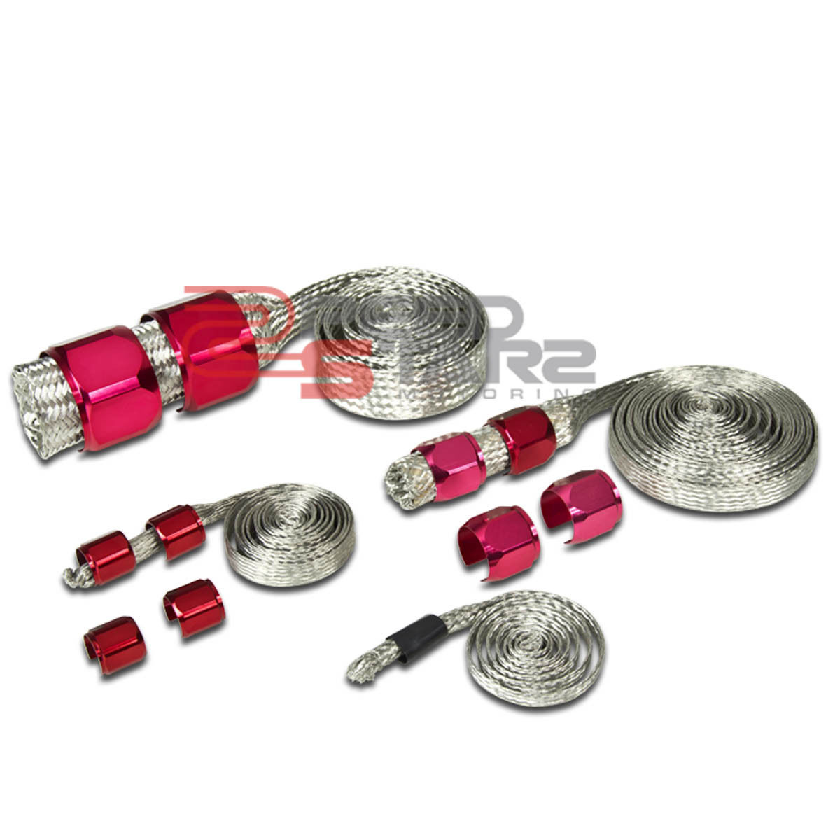 UNIVERSAL BRAIDED STEEL HOSE RED DRESS UP KIT KIT RADIATOR/HEATER/FUEL LINE eBay