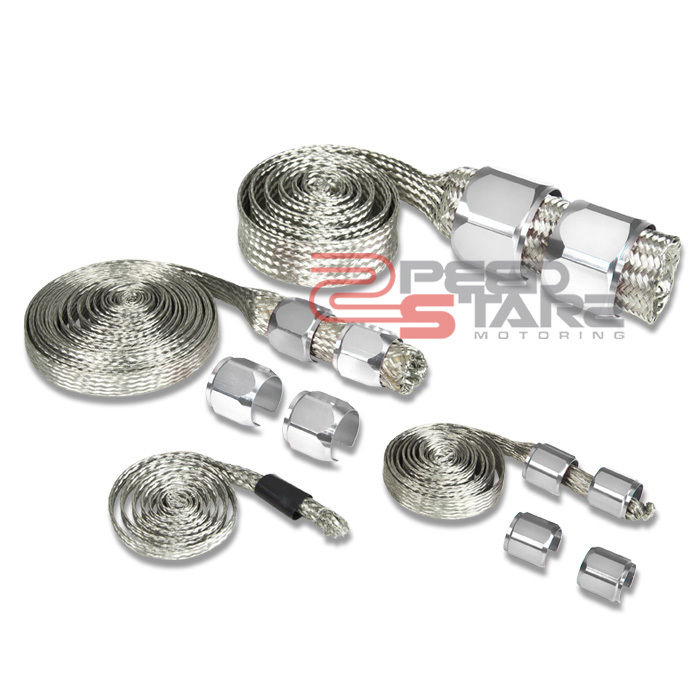 UNIVERSAL BRAIDED STEEL HOSE SILVER DRESS UP KIT KIT RADIATOR/HEATER/FUEL LINE eBay