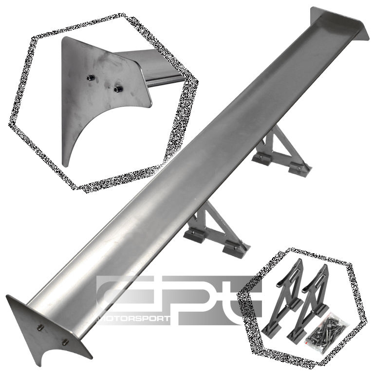 55" ANGLE ADJUSTABLE ALUMINUM SILVER REAR TRUNK SINGLE DECK GT/F1 SPOILER/WING