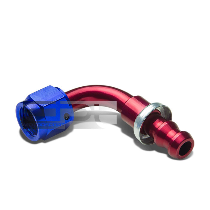 ALUMINUM AN6 6AN 90 DEGREE SWIVEL OIL/FUEL LINE HOSE END PUSHON MALE