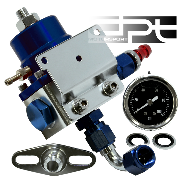 INJECTED BYPASS BLUE ADJUSTABLE FUEL PRESSURE REGULATOR LIQUID GAUGE 0100 PSI eBay