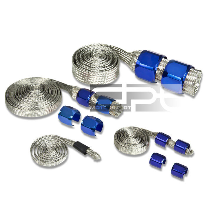 JDM BRAIDED STEEL HOSE VACUUM/FUEL/RADIATOR/HEATER/OIL LINES BLUE DRESS