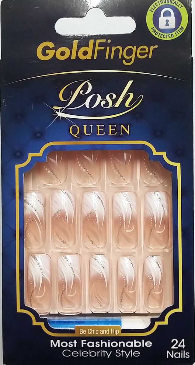 KISS GOLD FINGER POSH QUEEN 24 FULL COVER NAILS GLUE ON INCLUDED LOSH