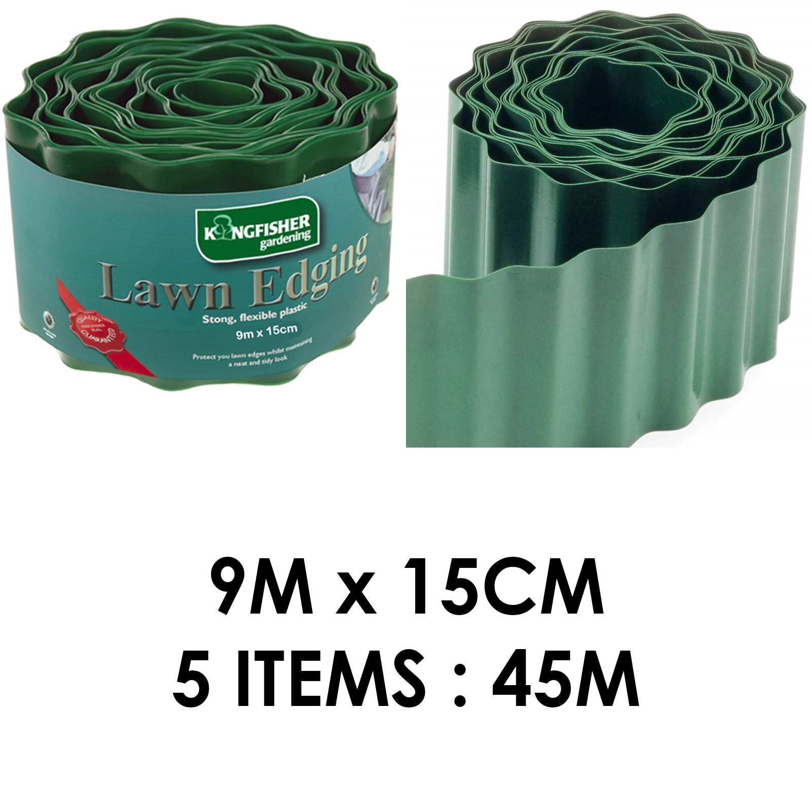Lawn edge grass edging green plastic flexible strong 9m x 15cm discount