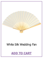 White Lady's White Folding Silk Bamboo Hand Fan - Wedding Party