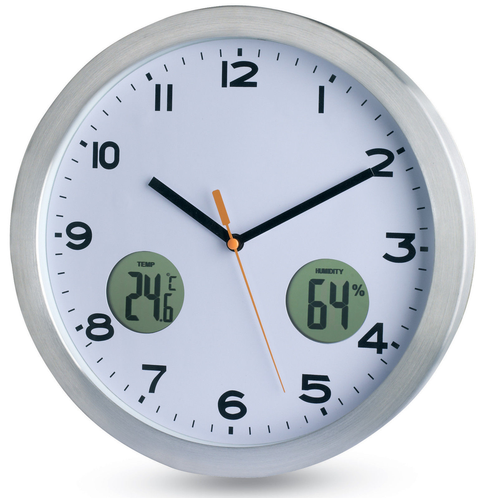 Orologio da parete analogico/involucro in alluminio/Digitale Termometro