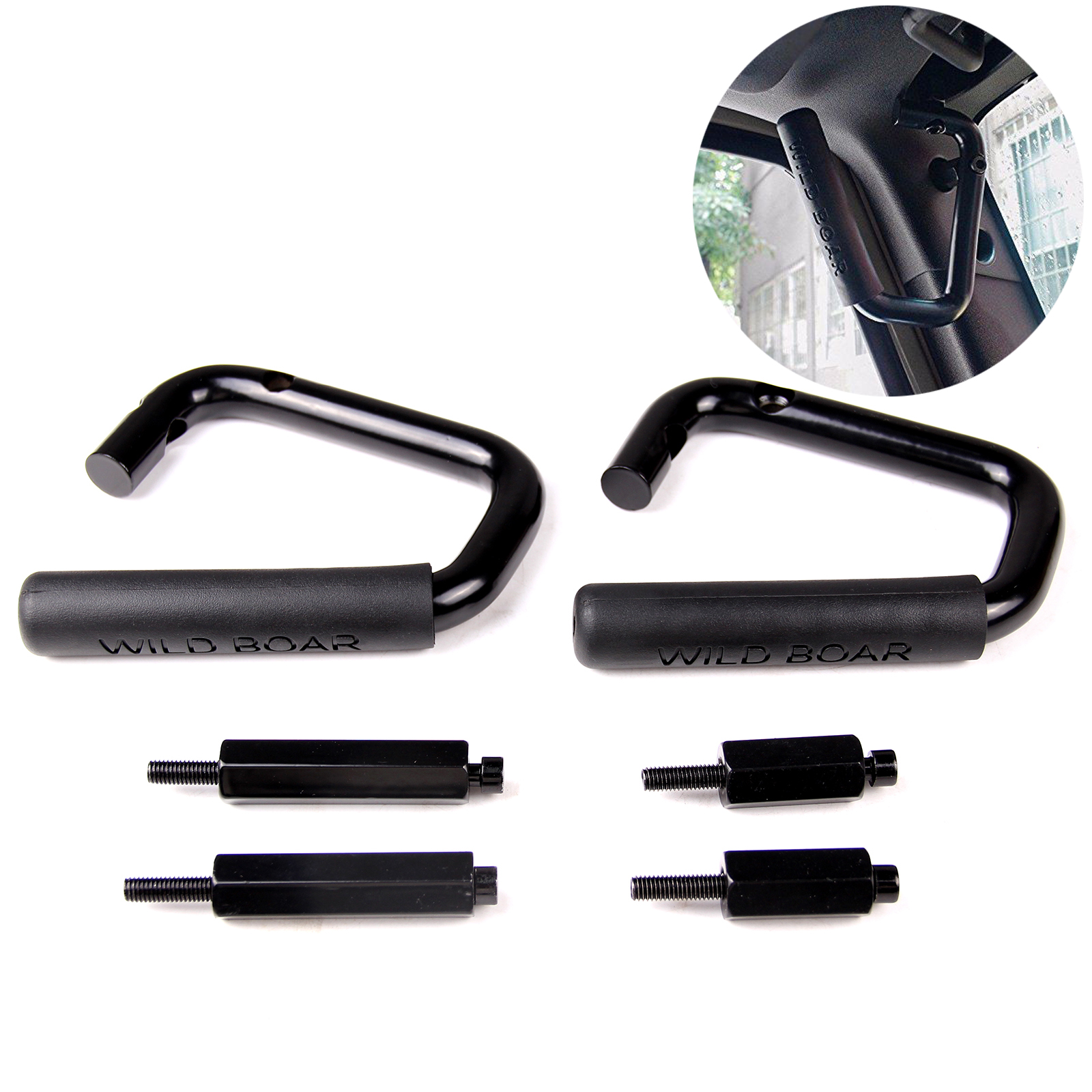 2X Front BoltOn Grab Handles Bars for 20072015 Jeep Wrangler JK 2 & 4
