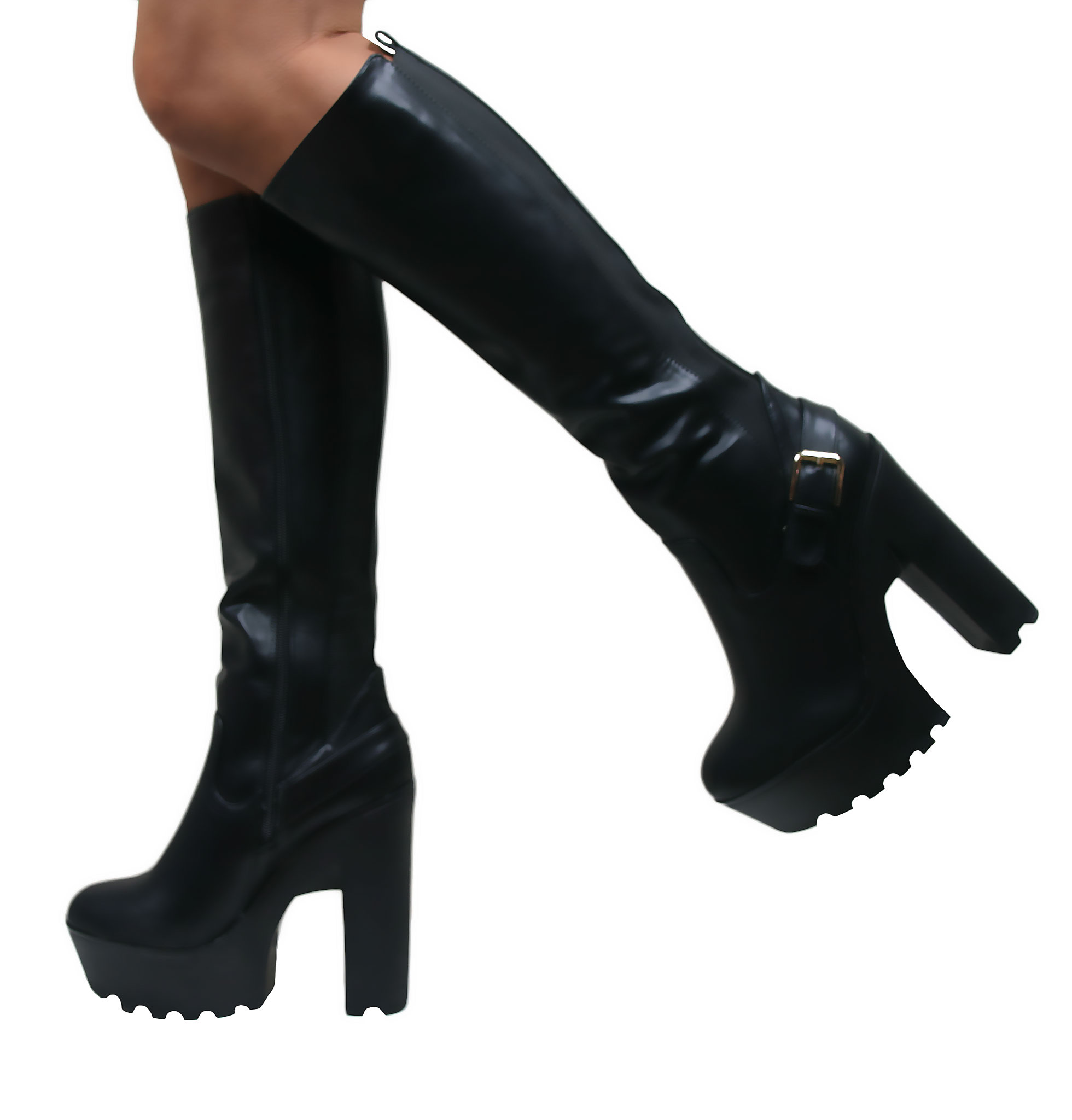 knee high chunky heel boots womens chunky block heel knee high mid calf grip knee high chunky heel boots womens chunky block heel knee high mid calf grip