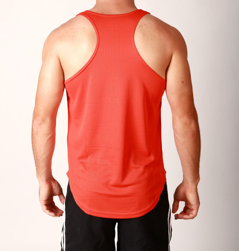 Mens POLY RACERBACK DRY FIT Lifting Gym Training Singlet Weights