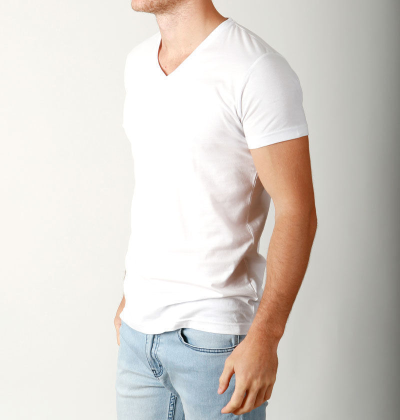 Mens Basic Plain Cotton tee V NECK Tees Quality tshirts Basic Casual