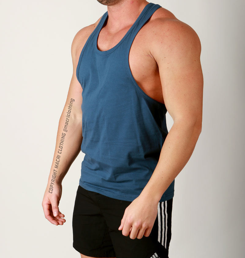 Mens TBACK Aesthetic Gym Training Singlet Weights Stringer Tank