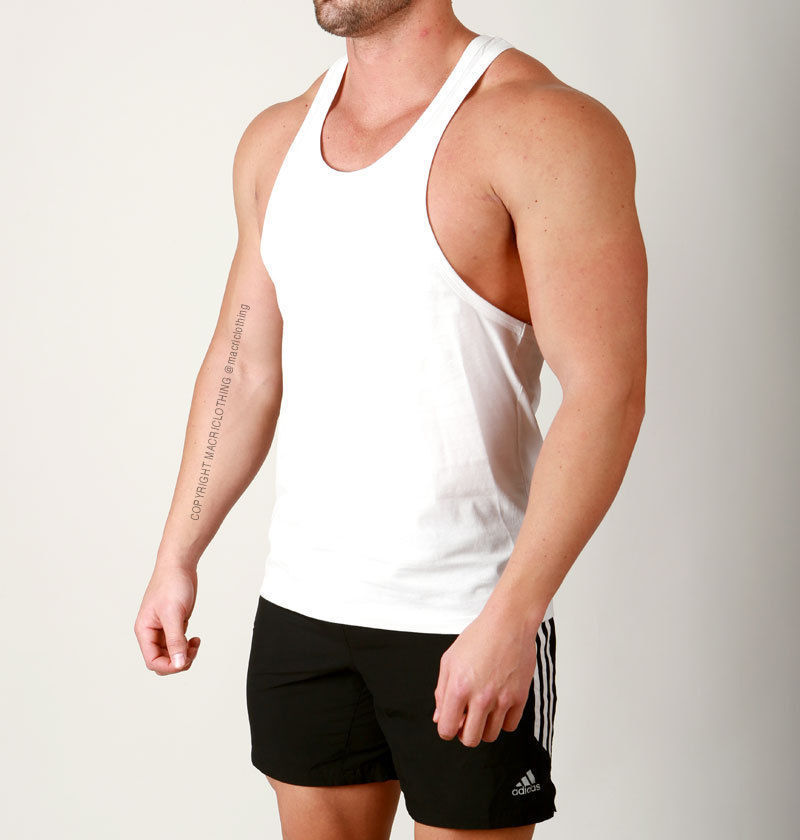 Mens TBACK Aesthetic Gym Training Singlet Weights Stringer Tank