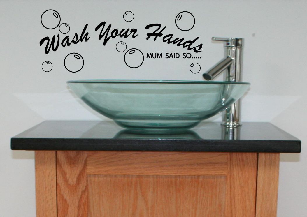 Bathroom wall quote Wash Hands Wall Sticker Decal Transfer Mural