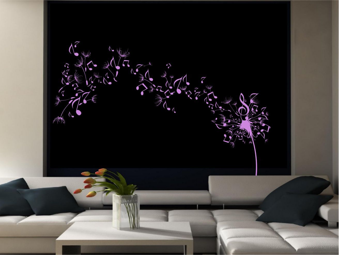 dandelion clock seeds music note wall decal sticker growth chart wall decal