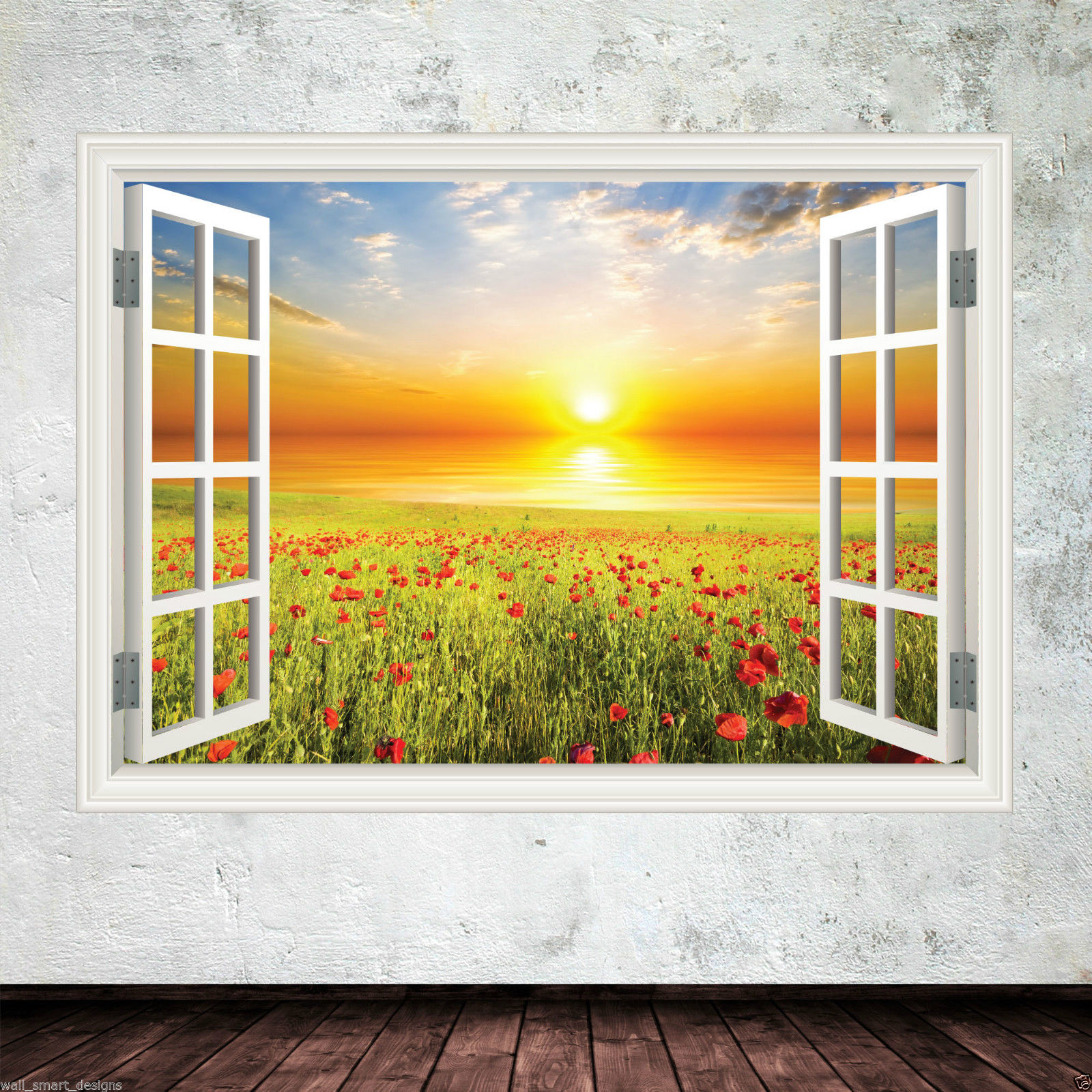 Window Frame Wall Art poppy window frame full colour wall art sticker decal transfer Window Frame Wall Art poppy window frame full colour wall art sticker decal transfer