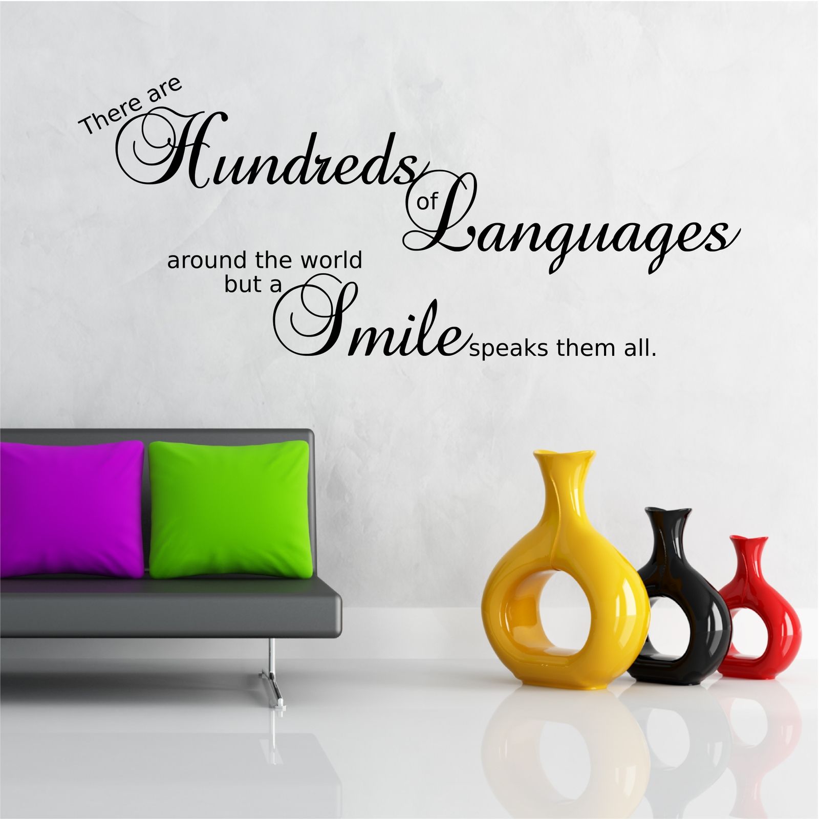 World Smile Wall Quote Wall Art Sticker Decal Transfer Mural Stencil
