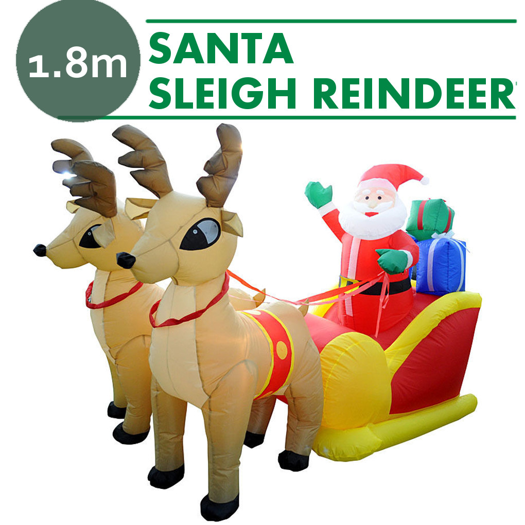 Inflatable Santa Sleigh Reindeer Builtin Light,Christmas Decoration