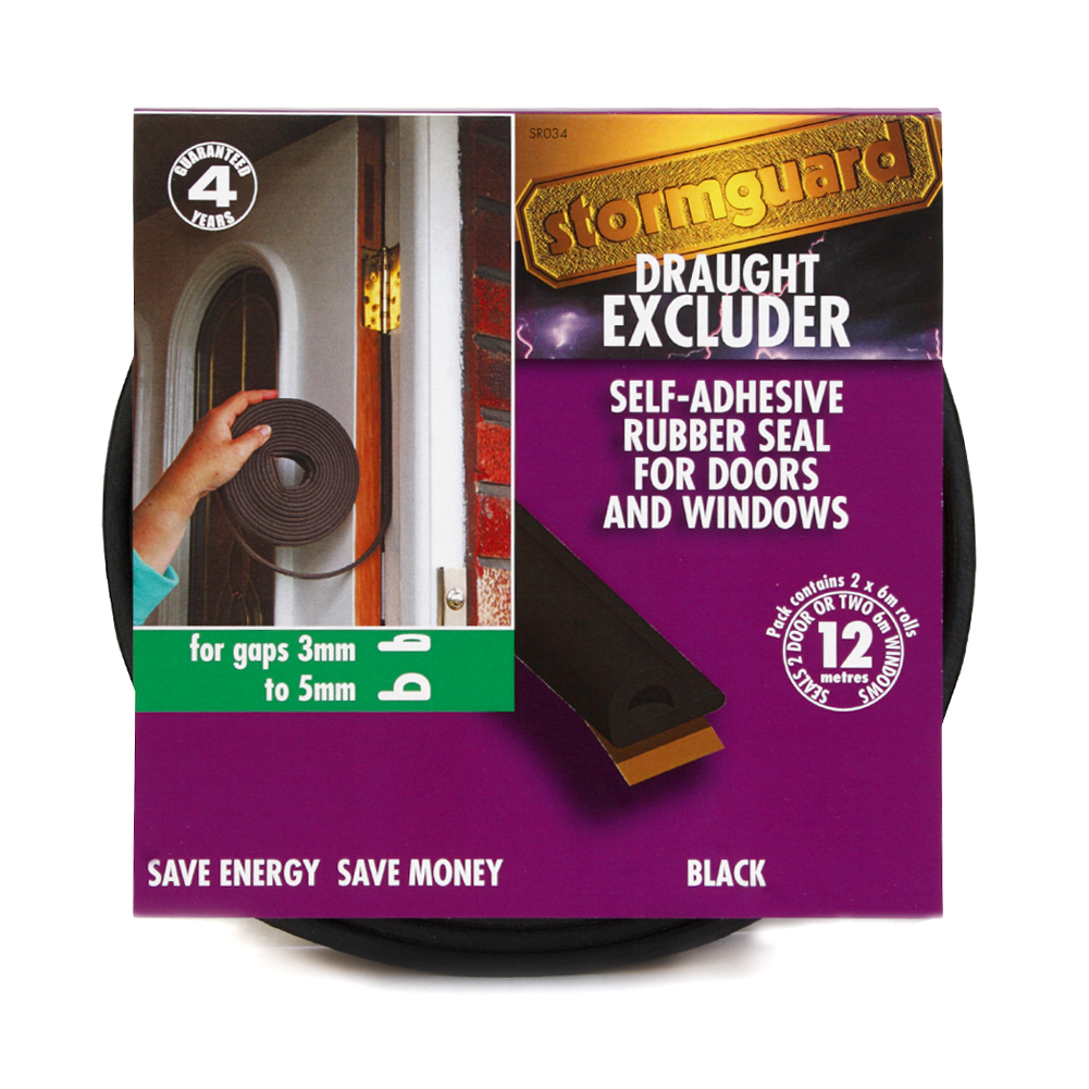 Stormguard Window/Door Draught Excluder P&E Rubber Door Seal Draft