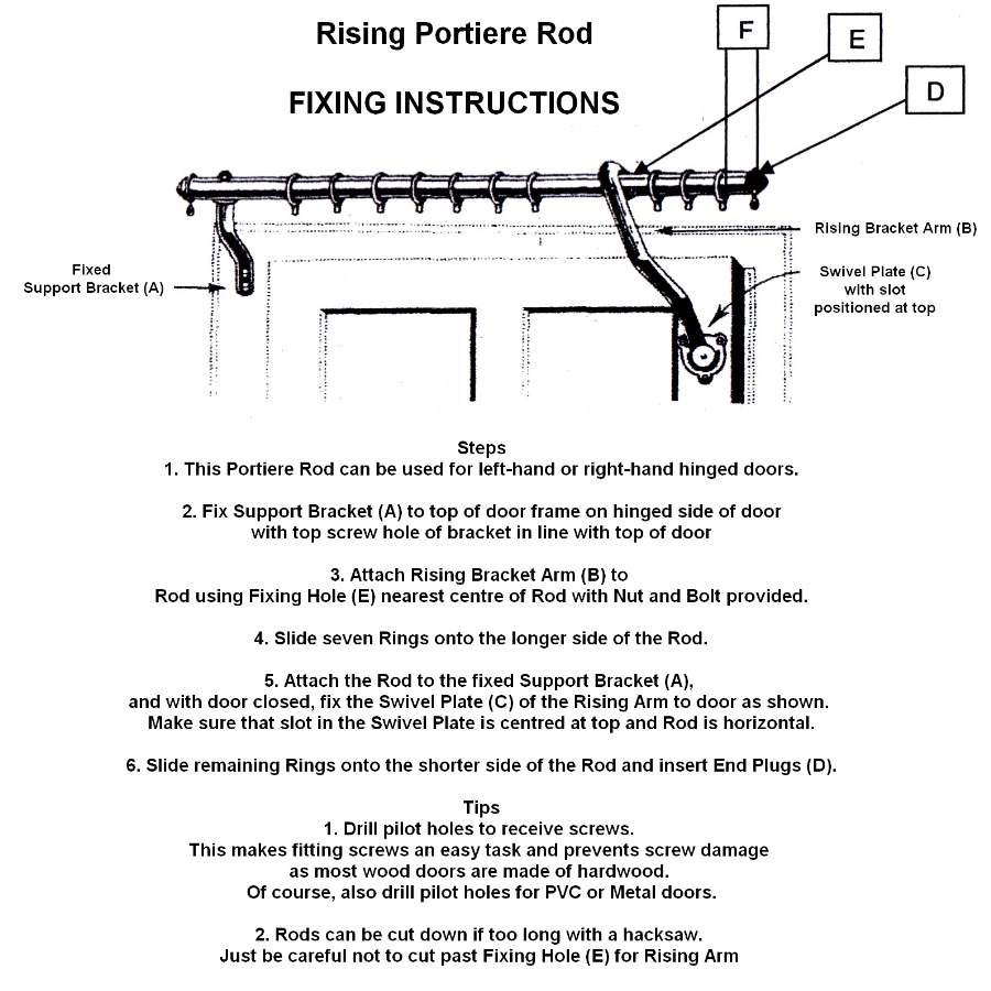 Rising Portiere Rod 42inches/106cm Steel Long Door Curtain Pole eBay