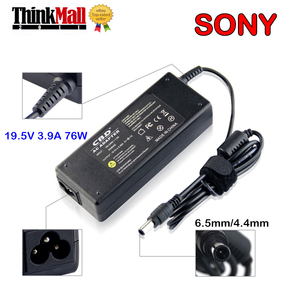 19.5V 76W Laptop AC Adapter Battery Charger Power cord for Sony 6.5mm/4.4mm