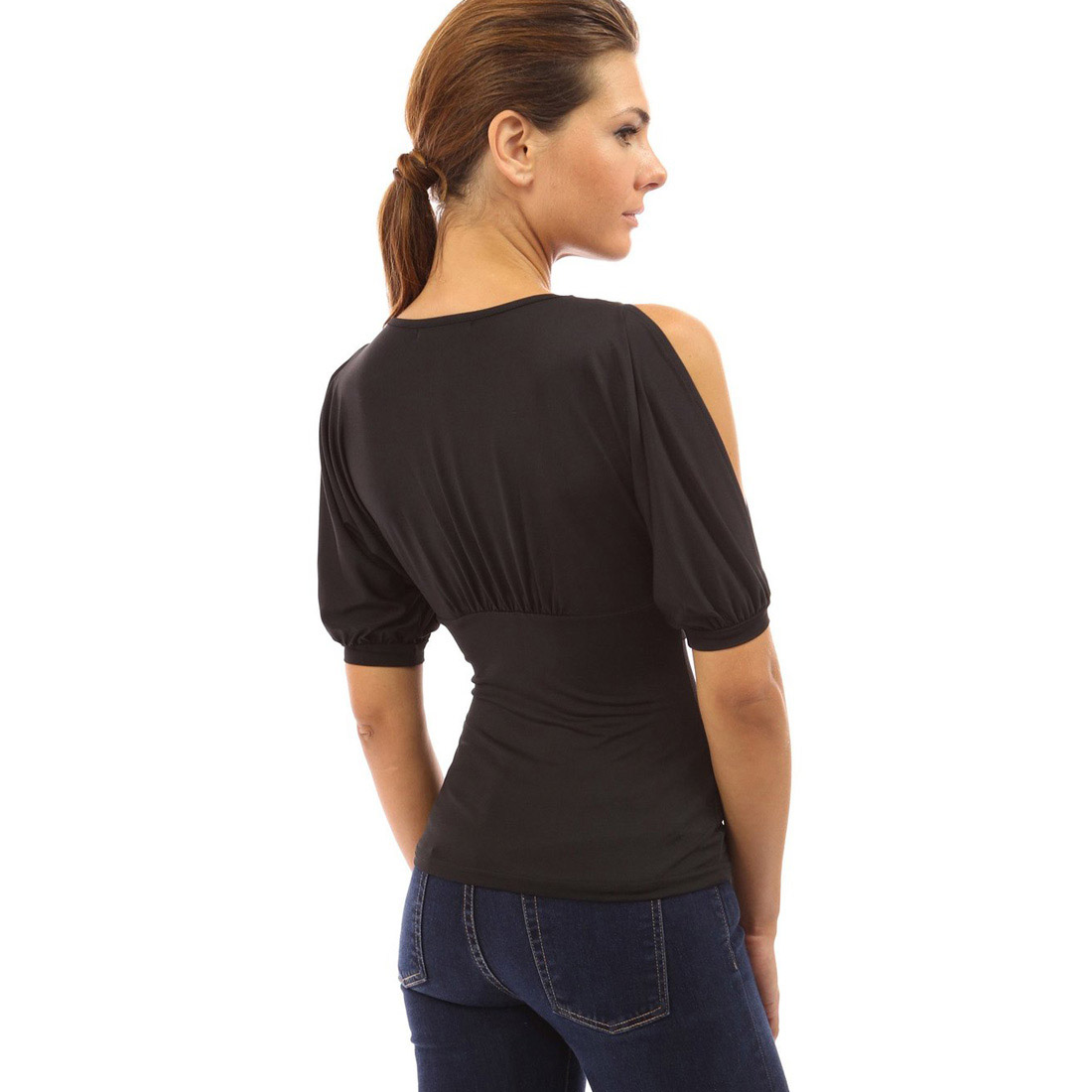 Womens V Neck Off Shoulder Blouse Shirt Evening Cocktail Clubbing Party