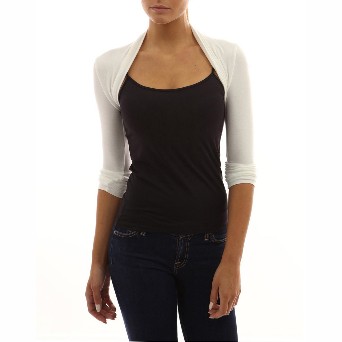 Womens Long Sleeve Solid Bolero Shrug Ladies Cropped Cardigan Crop Tops