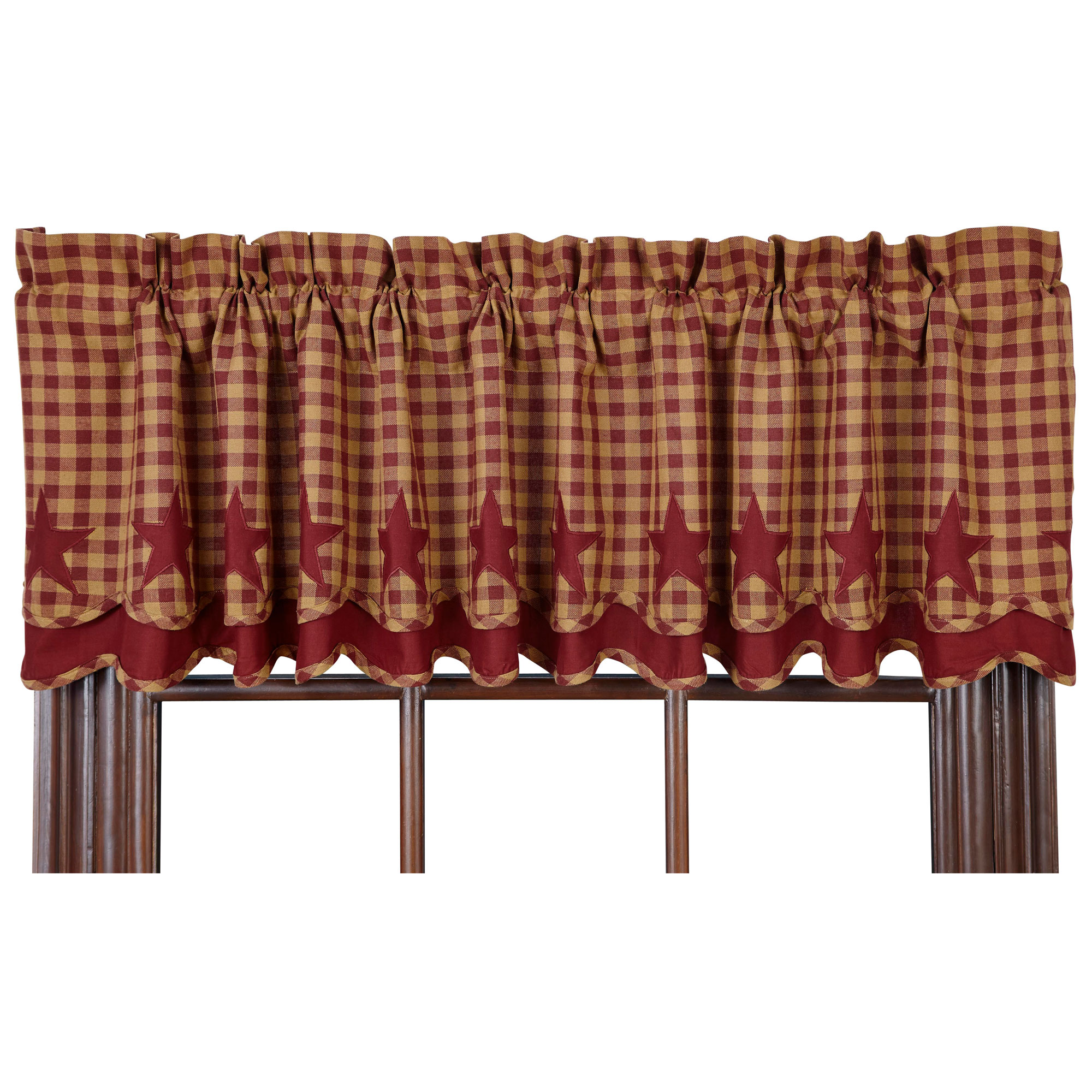 Window Curtain Layered Valance Lined Cinnamon By Star And Check Scalloped Lined Layered Valance Navy Black