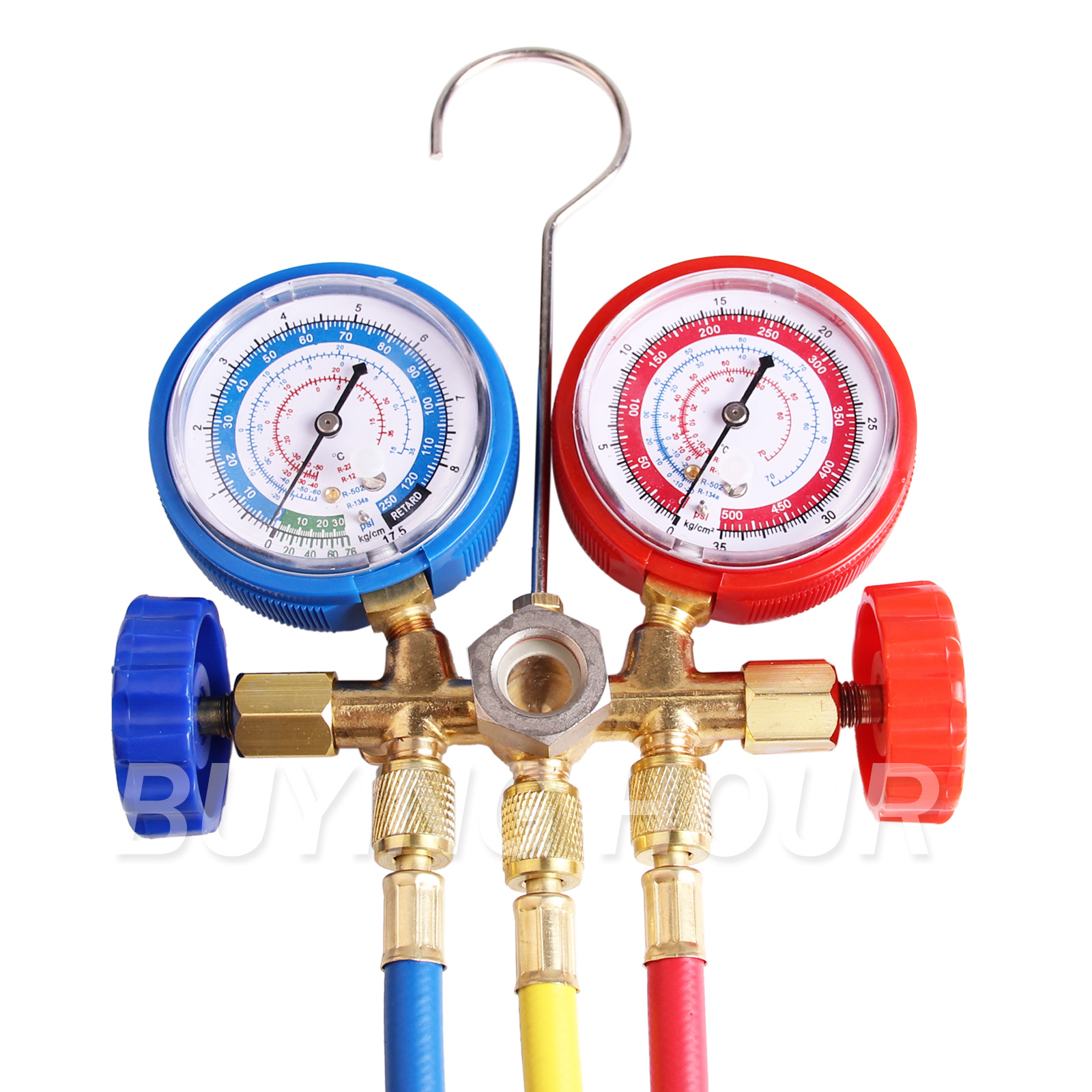 r134a r12 r22 ac a c manifold set 5ft colored hose r134a r12 r22 ac a c manifold set 5ft colored hose