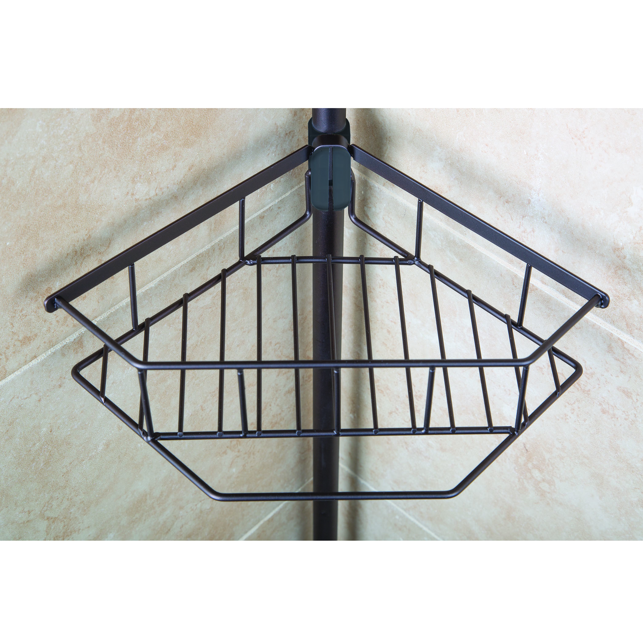 HomeCrate Three Tier Corner Tension Pole Shower Caddy 9/FT Height With