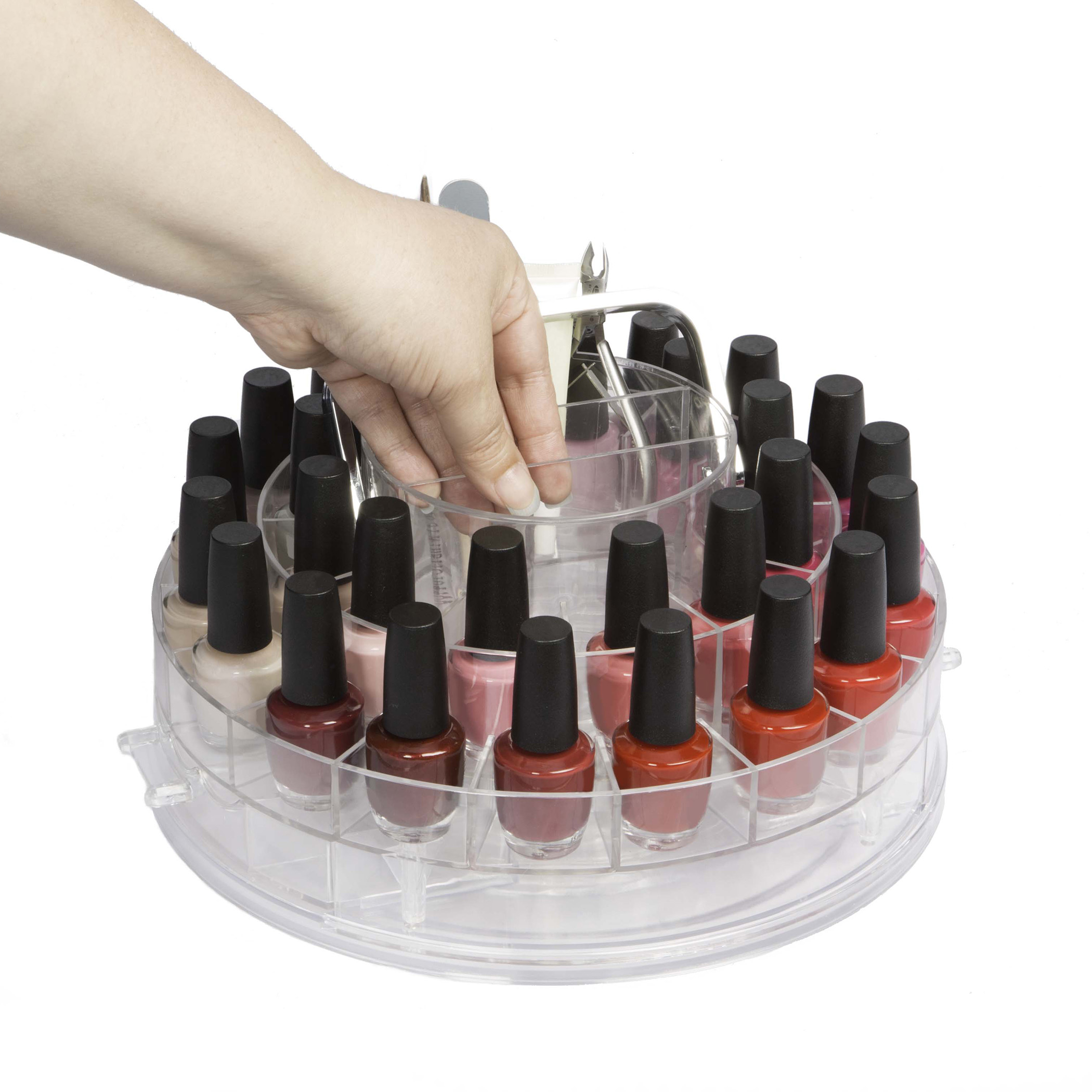 Clear Rotating Nail Polish and Accessories Organizer Holds 30 Bottles eBay