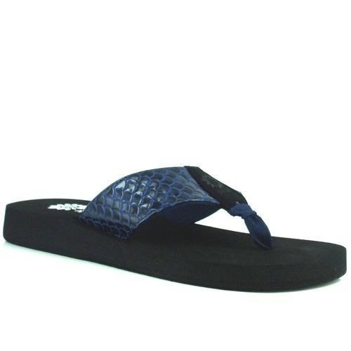 Yellow Box Women's Sammi Navy Blue Animal Print Flip Flops Sandals | eBay