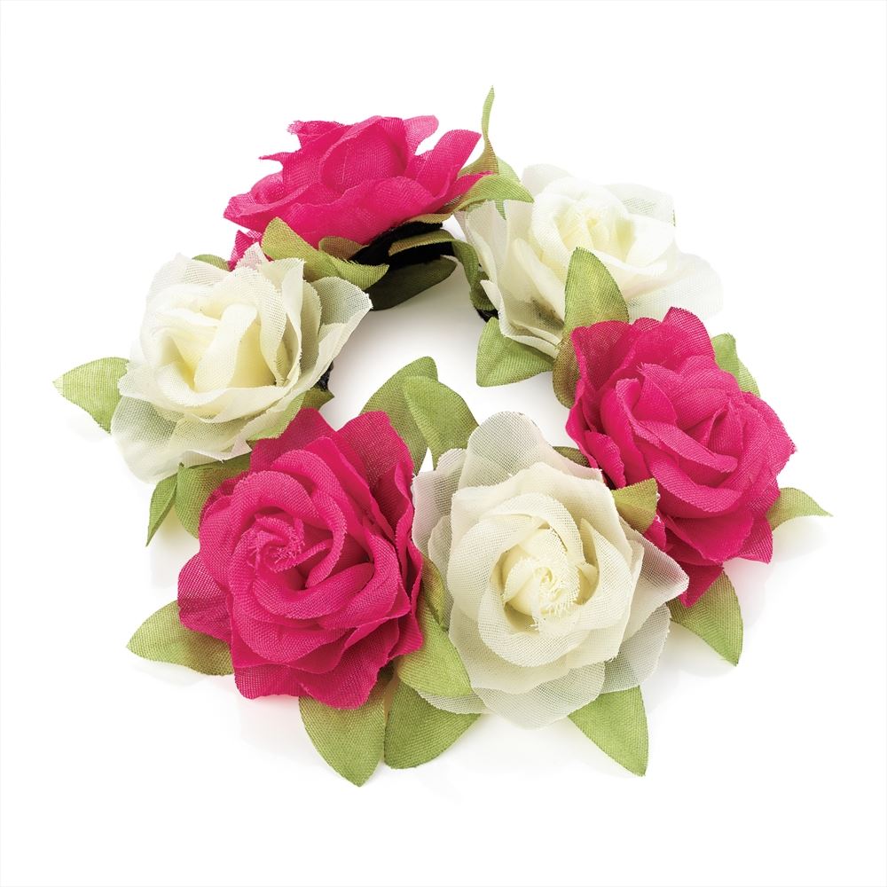 Flower Rose Bun Garland Floral Head Hair Band Scrunchie Elastic Bridal