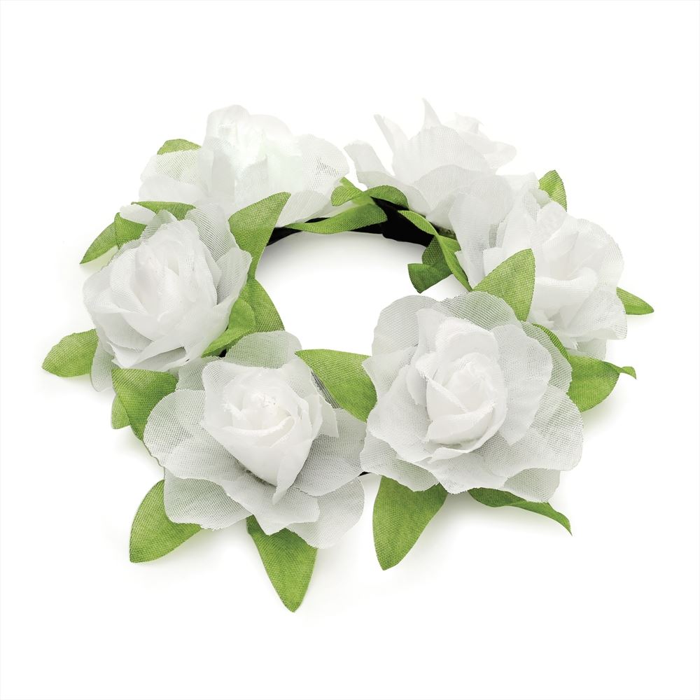 Flower Rose Bun Garland Floral Head Hair Band Scrunchie Elastic Bridal